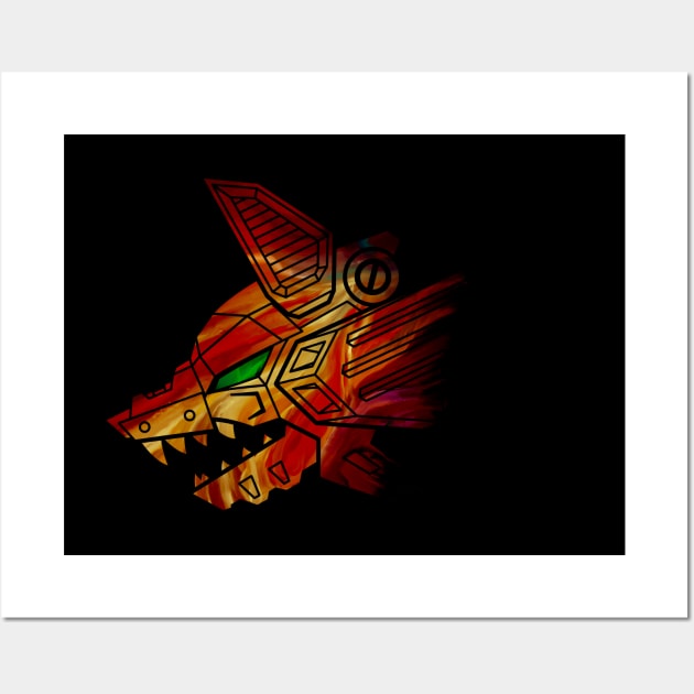 Mecha Robot Wolf | Fire Edition Wall Art by MaiasaLiger